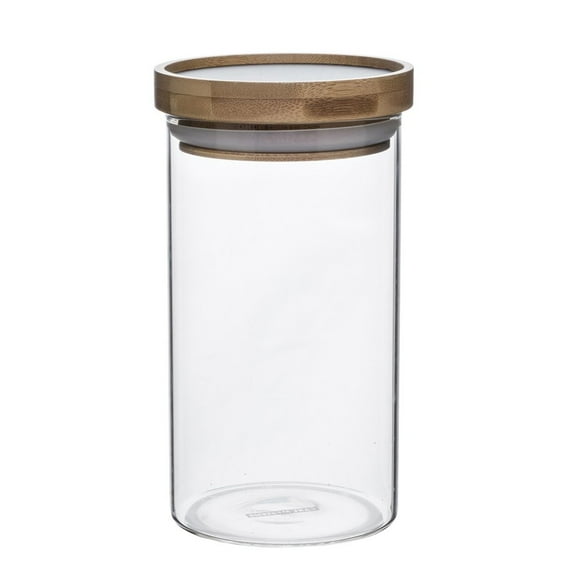 Carl Mertens Jar, Borosilicate Glass, Bamboo Lid (Medium)