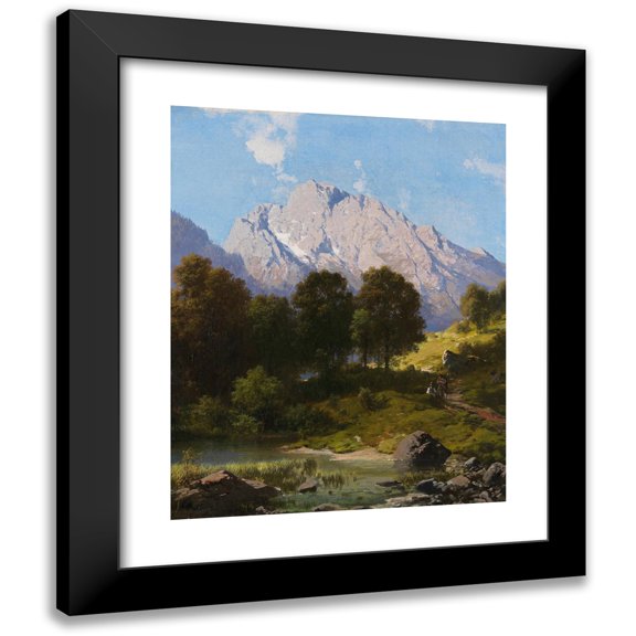 Carl Millner 15x18 Black Modern Framed Museum Art Print Titled - Summer Mountain Landscape (1876)