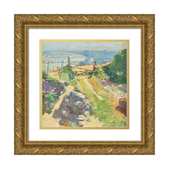 Carl Moll 12x12 Gold Ornate Wood Frame and Double Matted Museum Art Print Titled - Beim Eichelhof in Nusdorf (1933)