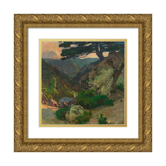Carl Moll 15x15 Gold Ornate Wood Frame and Double Matted Museum Art Print Titled - View of the Klausen Near Modling (1942)