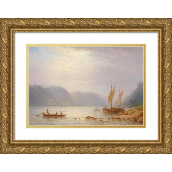Carl Morgenstern 14x11 Gold Ornate Wood Frame and Double Matted Museum Art Print Titled - Mittagsson St. Goarshausen