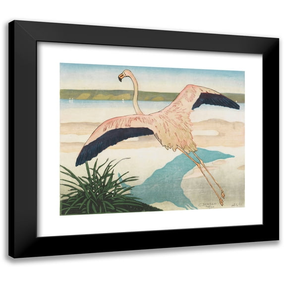 Carl Moser 14x12 Black Modern Framed Museum Art Print Titled - Flamingo, Second Version (1920.)