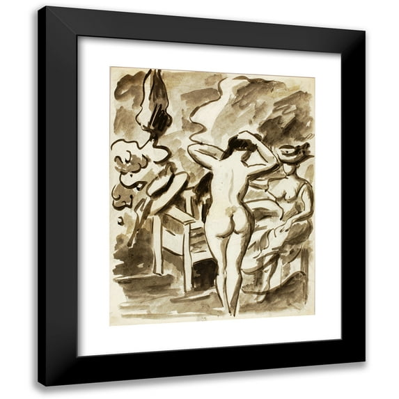 Carl Newman 15x18 Black Modern Framed Museum Art Print Titled - Two Female Figures in Garden (1989)