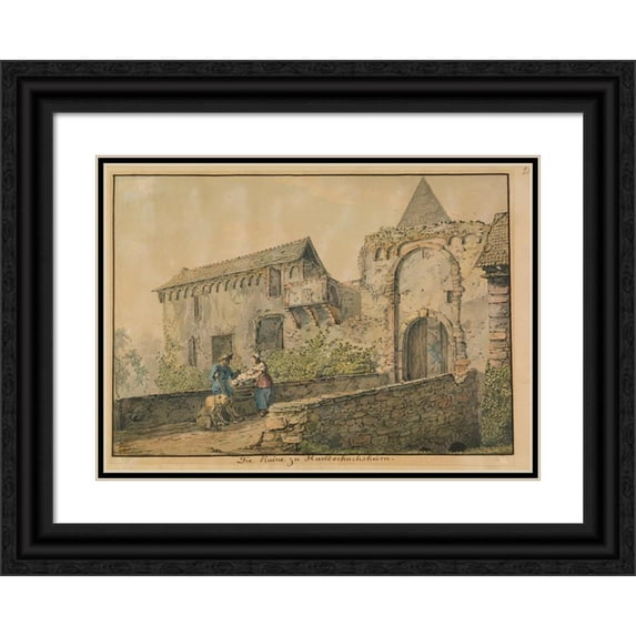 Carl Philipp Fohr 14x11 Black Ornate Wood Framed Double Matted Museum Art Print Titled: Ruin of the Tiefburg at Handschuhsheim (1813)
