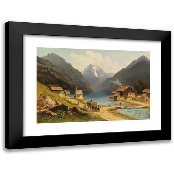 Carl Prestele 14x11 Black Modern Framed Museum Art Print Titled - The Sixenhof Am Achensee in Tyrol (1870)