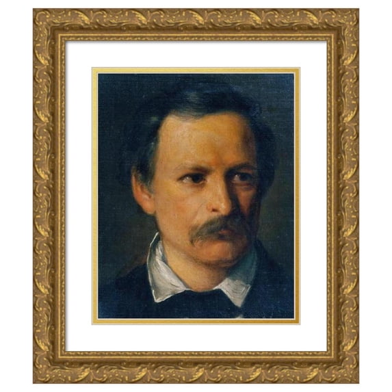 Carl Rahl 12x14 Gold Ornate Wood Frame and Double Matted Museum Art Print Titled - The Architect Franz Beer (1804-1861) (1857)