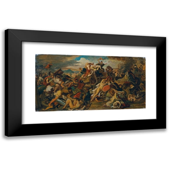 Carl Rahl 18x11 Black Modern Framed Museum Art Print Titled - The Cimbern Battle (1863)
