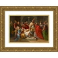 thumbnail image 1 of Carl Rahl 18x14 Gold Ornate Wood Frame and Double Matted Museum Art Print Titled - Kriemhild on the Body of Siegfried Explains Hagen as His Murderer and Swears Revenge (1835), 1 of 4