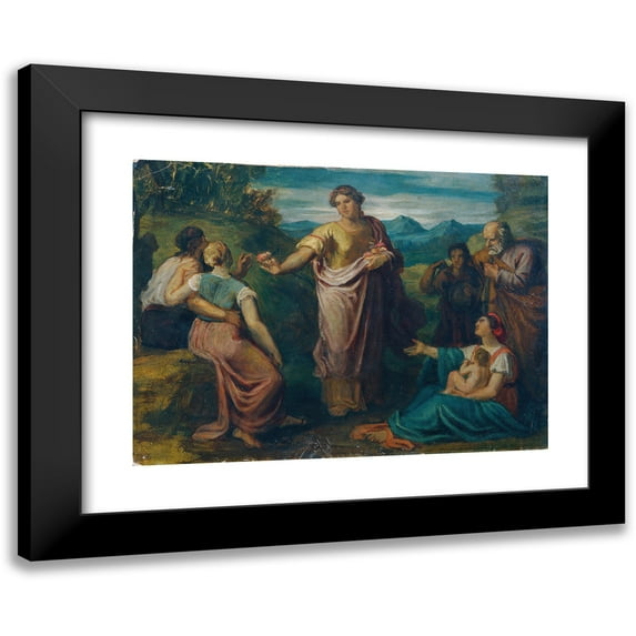 Carl Rahl 24x19 Black Modern Framed Museum Art Print Titled - The Girl from the Stranger (1864)
