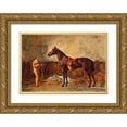 thumbnail image 1 of Carl Rudolf Huber 14x11 Gold Ornate Wood Frame and Double Matted Museum Art Print Titled - Before the Ride (1866), 1 of 4