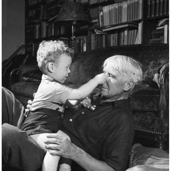 Carl Sandburg. Namerican Writer. With His Grandson At The Chikaming Goat Farm In Herbert Michigan.