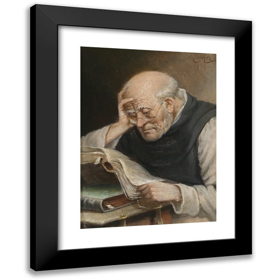 Carl Schleicher 11x14 Black Modern Framed Museum Art Print Titled - Reading Monk