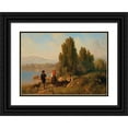 thumbnail image 1 of Carl Schlesinger 18x14 Black Ornate Wood Framed Double Matted Museum Art Print Titled - Shepherd Scene (1853), 1 of 5