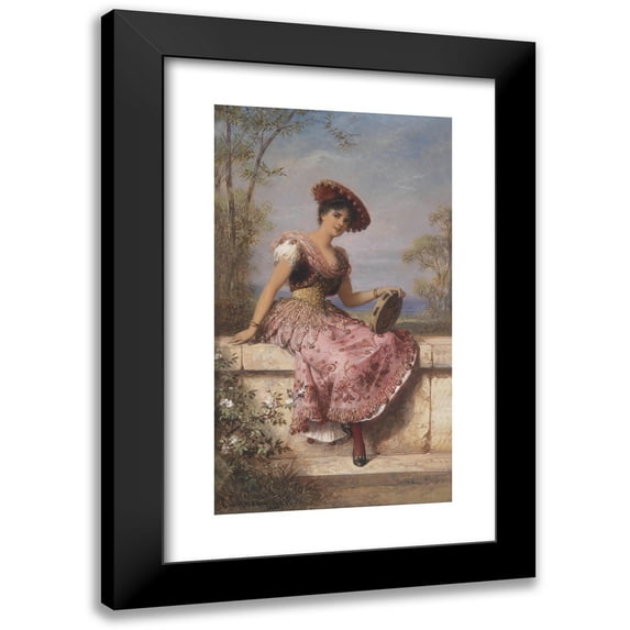 Carl Schweninger, Jr 10x14 Black Modern Framed Museum Art Print Titled - Young Tambourine Player