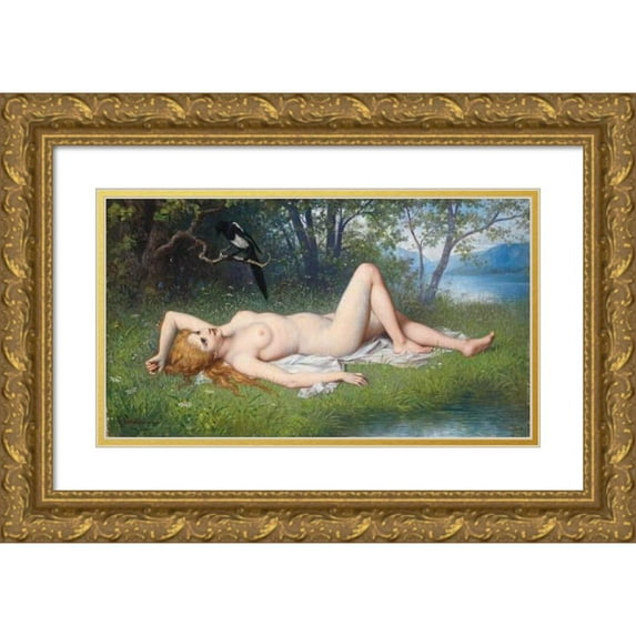 Carl Schweninger, Jr 18x12 Gold Ornate Wood Frame and Double Matted Museum Art Print Titled - Magpie