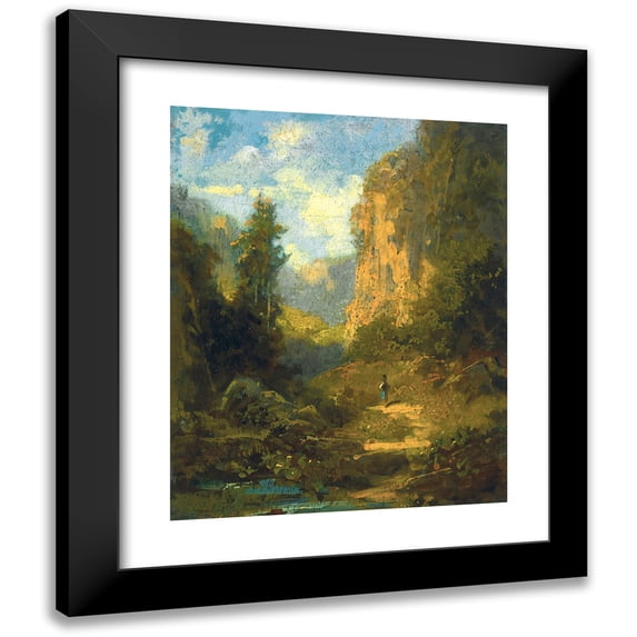 Carl Spitzweg 20x24 Black Modern Framed Museum Art Print Titled - Mountain Landscape (Mountain Landscape)