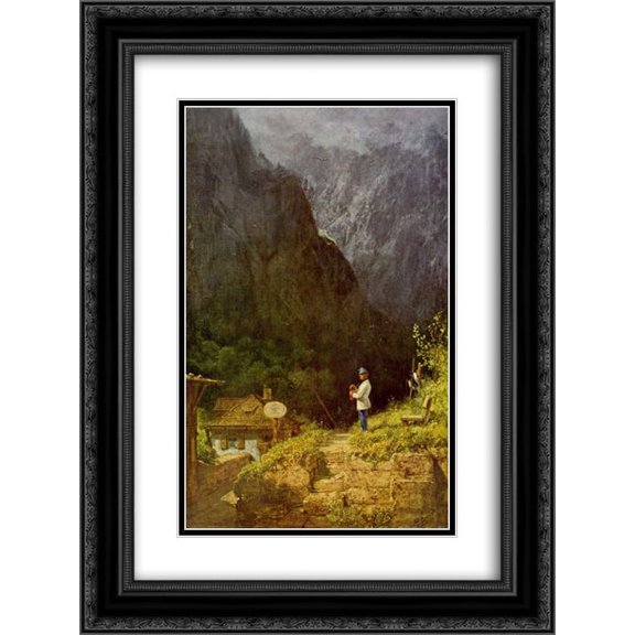 Carl Spitzweg 2x Matted 18x24 Black Ornate Framed Art Print 'Tyrolean toll house'