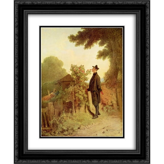 Carl Spitzweg 2x Matted 20x24 Black Ornate Framed Art Print 'Rose scent memory'