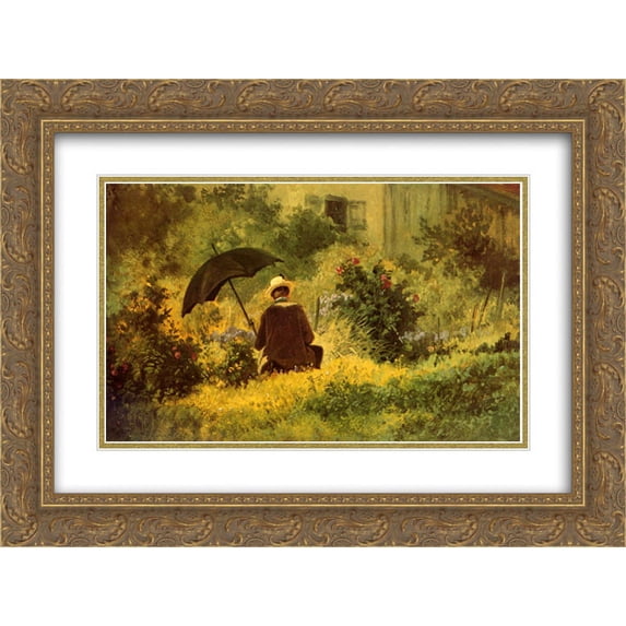 Carl Spitzweg 2x Matted 24x18 Gold Ornate Framed Art Print 'The Botanist'