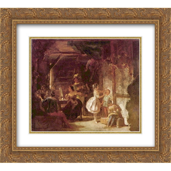 Carl Spitzweg 2x Matted 24x20 Gold Ornate Framed Art Print 'Backstage'