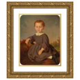 thumbnail image 1 of Carl Teibler 12x14 Gold Ornate Wood Frame and Double Matted Museum Art Print Titled - Portrait of a Child Set in a Landscape, 1 of 4