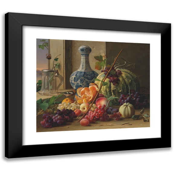 Carl Vilhelm Balsgaard 14x12 Black Modern Framed Museum Art Print Titled - A Still Life of Fruit (1862)