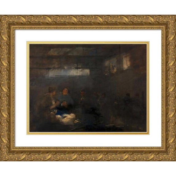 Carl Von Merode 24x19 Gold Ornate Framed and Double Matted Museum Art Print Titled - Fish Market Hall (Approx. 1900)