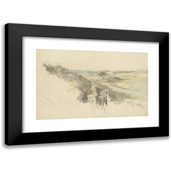 Carl Wagner 14x11 Black Modern Framed Museum Art Print Titled - Hilly Landscape with Landsberg Castle (1830-1836)