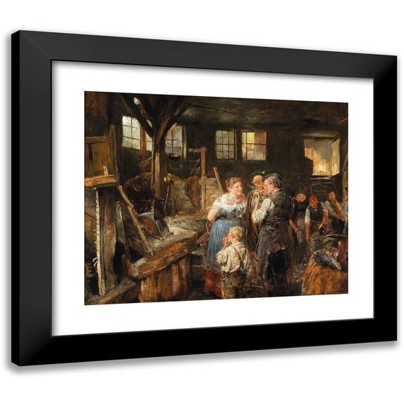 Carl Wilhelm Anton Seiler 14x12 Black Modern Framed Museum Art Print Titled - In the Smithy (1901)