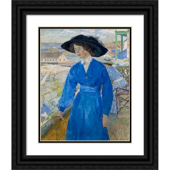 Carl Wilhelmson 20x24 Black Ornate Framed Double Matted Museum Art Print Titled: Girl in Blue (1910)