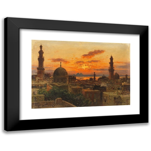 Carl Wuttke 18x14 Black Modern Framed Museum Art Print Titled - Cairo in the Evening Light (1889)