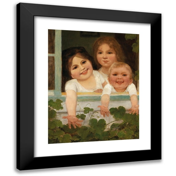 Carl von Bergen 15x18 Black Modern Framed Museum Art Print Titled - Three Children at the Window