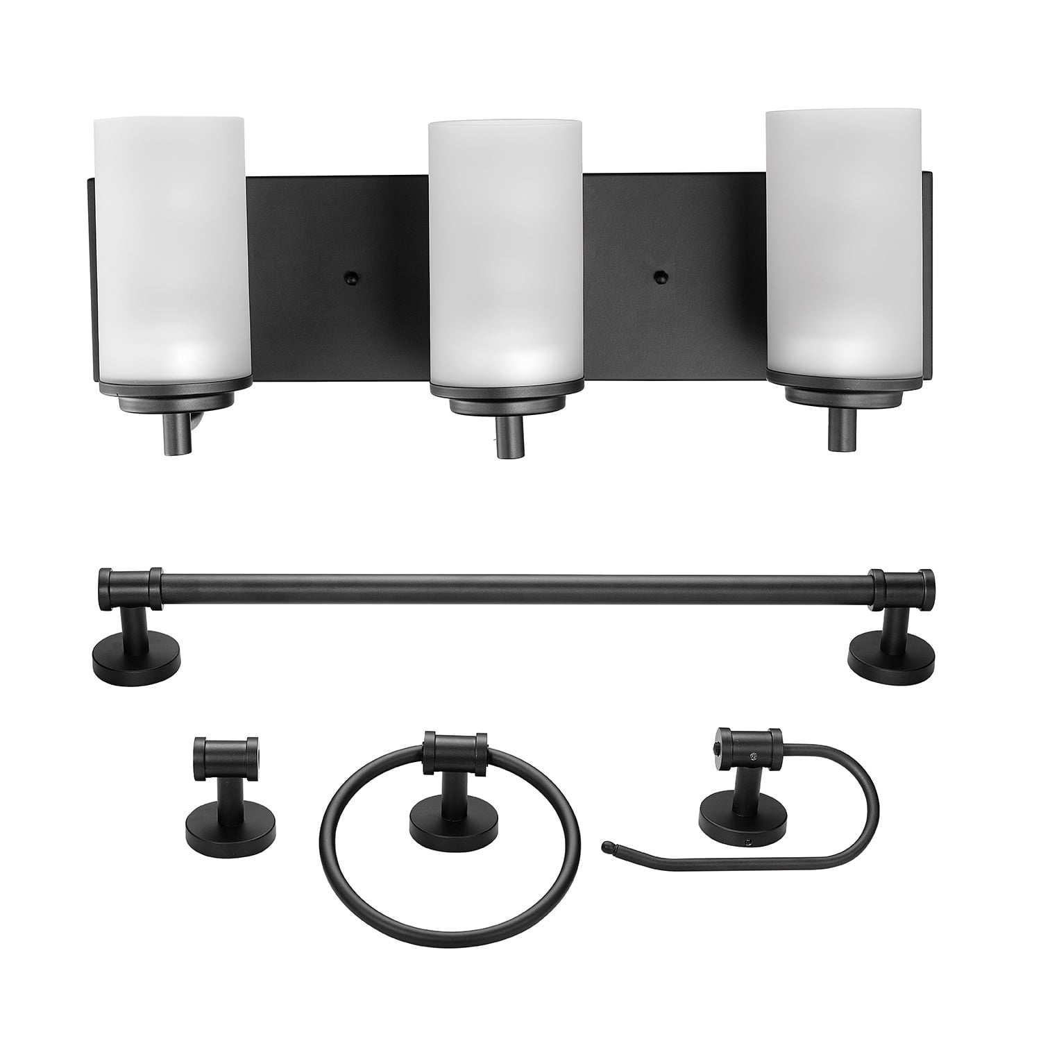 Carla 5Piece Dark Bronze Bathroom Hardware Set 3Light Vanity