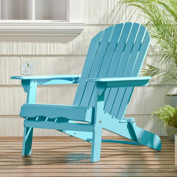 Carla Acacia Wood Outdoor Adirondack Chair, Teal