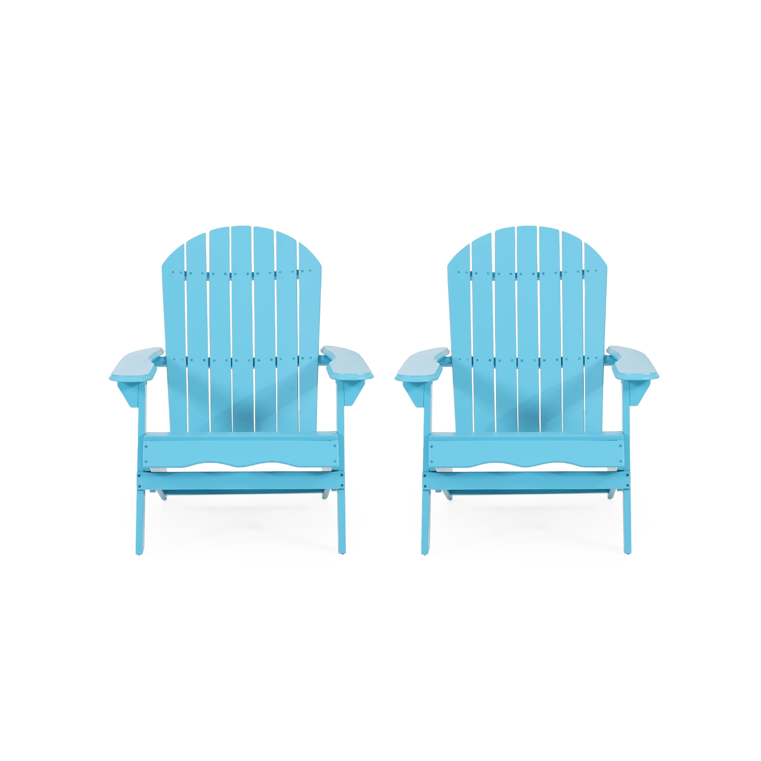 Carla Acacia Wood Outdoor Folding Adirondack Chair, Set of 2, Teal
