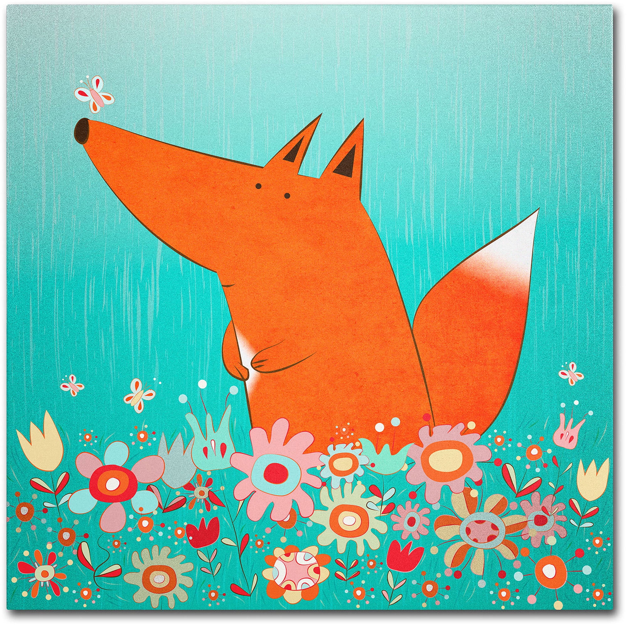 Carla Martell 'Fox in Flowers' Canvas Art