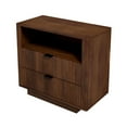 thumbnail image 1 of Carla Mid Century Modern Solid Wood Walnut Nightstand with 2 Drawers, 1 of 7