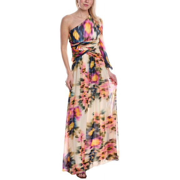 Carla Ruiz womens One-Shoulder Maxi Dress, 4, White