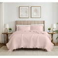 thumbnail image 1 of Carla Stripe Fringe Farmhouse Quilt Set Rose - Queen, 1 of 4