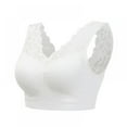 thumbnail image 1 of Carlendan Deep V Neck Lace Bras for Women, Seamless Comfortable Bralette, Breathable Fitness Gym Bra, Lady Sport Bra, White, XL, 1 of 11