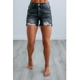thumbnail image 1 of Carlie Risen High-Rise Distressed Denim Shorts – Frayed Hem, Stretchy Jean Shorts, 1 of 5