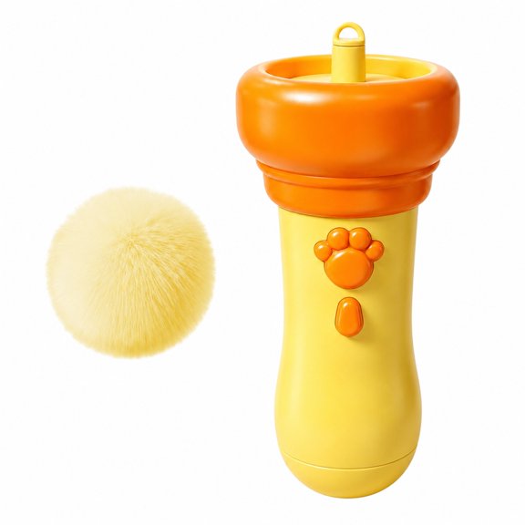 Carlikeit Interactive Cat Toy Set with One-Button Ball Launcher, Moving Feather, Hanging Kicker and Scratching Surface, Orange