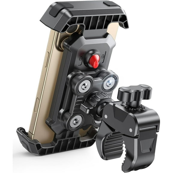 Carlikeit Motorcycle & Bike Phone Holder with Vibration Dampening, 360 Rotation, Quick Lock Handlebar Mount, Shockproof Phone Holder Compatible with iPhone 16 15 14 Pro Max Galaxy S25 S24