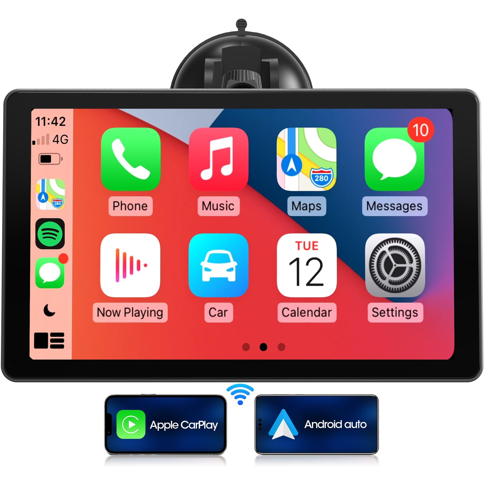 BDQ Wireless 10.26'' Car Display with Apple CarPlay, Android