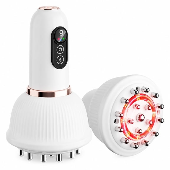 Carlikeit White Body Massage Tool with 18 Nodes, Red Light, Heat, Vibration and 9 Adjustable Levels