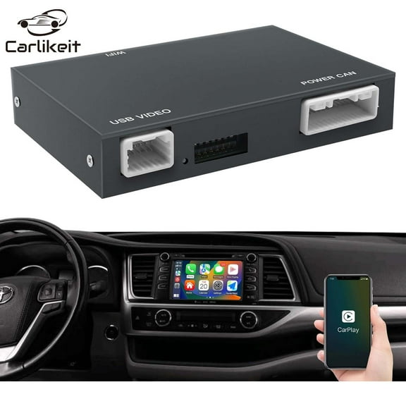 Carlikeit Wireless CarPlay & Android Auto Adapter Retrofit Kit Decoder for Toyota 20142019 with Entune2.0 & Touch2, Compatible with RAV4, Camry, Corolla, Highlander, Tundra, Prius, Sienna, Tacoma