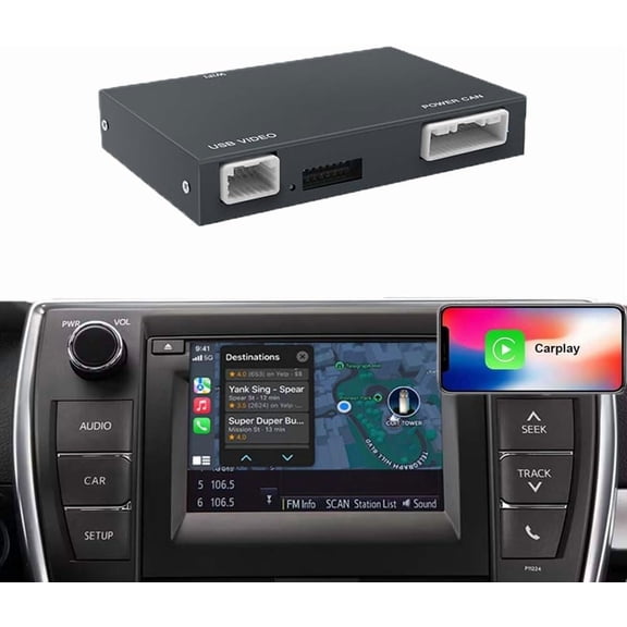 Carlikeit Wireless CarPlay & Android Auto Retrofit Kit for Toyota Touch2 and Entune2.0 2014–2019, Plug & Play Adapter Compatible with Corolla, RAV4, Prius, Highlander, Tacoma, Camry, Sienna, Yaris
