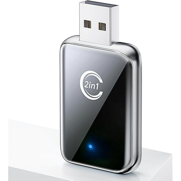 Carlikeit Wireless Carplay Adapter for iPhone, Convert Wired Carplay to Wireless, 2 in 1 Plug and Play Carplay Adapter for iOS 10 Android 11 and Above, Cars with Built-in Carplay (Silver)