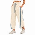 thumbnail image 1 of Carlikeit Women's Wide Leg Track Pants 2026 Lightweight Baggy Y2K Pants with Contrast Stripes Drawstring Elastic Waist Casual Parachute Trousers, 1 of 7