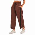 thumbnail image 1 of Carlikeit Women's Wide Leg Track Pants 2026 Lightweight Baggy Y2K Pants with Contrast Stripes Drawstring Elastic Waist Casual Parachute Trousers, 1 of 7